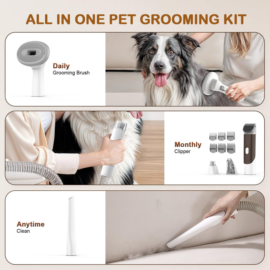 Ozumek Dog Grooming Vacuum Kit – 6 Tools, Quiet & Powerful Grooming