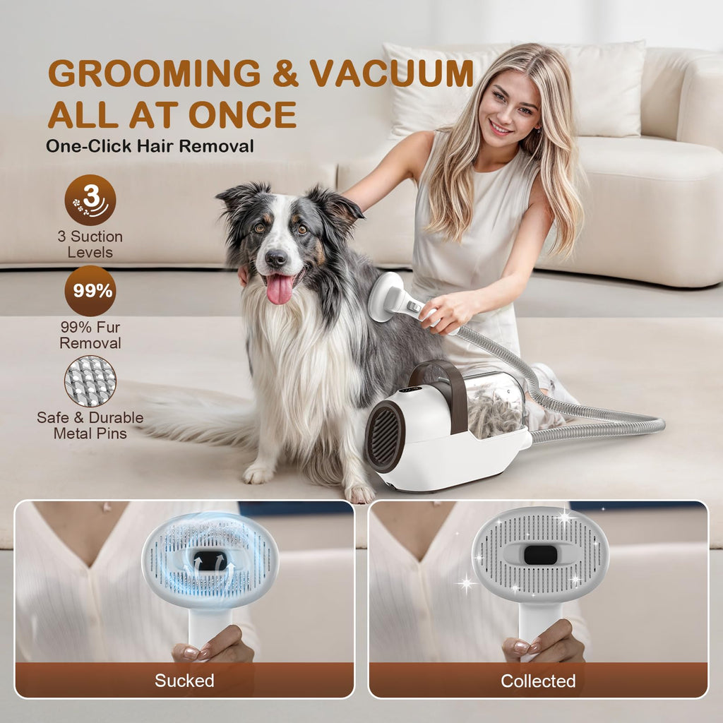 Ozumek Dog Grooming Vacuum Kit – 6 Tools, Quiet & Powerful Grooming