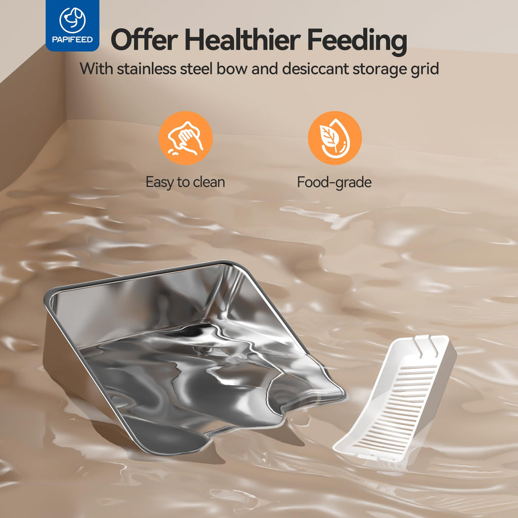 PAPIFEED Automatic Cat Feeder Upgrade — WiFi App Control, Dual Power, 1–12 Meals/Day (Greener)