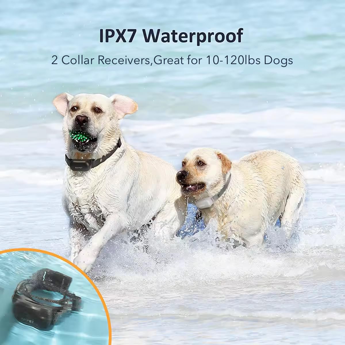 PATPET Shock Collar for Dogs (10–120 lbs) – 4000ft Range, 2-Dog System