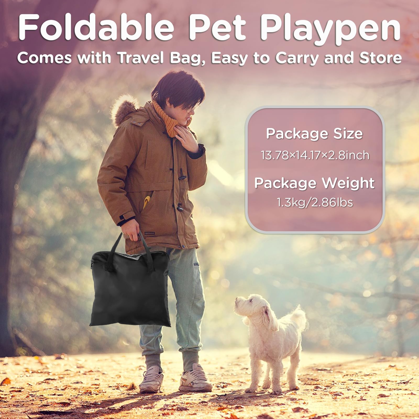 PAW BALLET Foldable Pet Playpen for Cats & Small Dogs – Portable, Waterproof, Pink