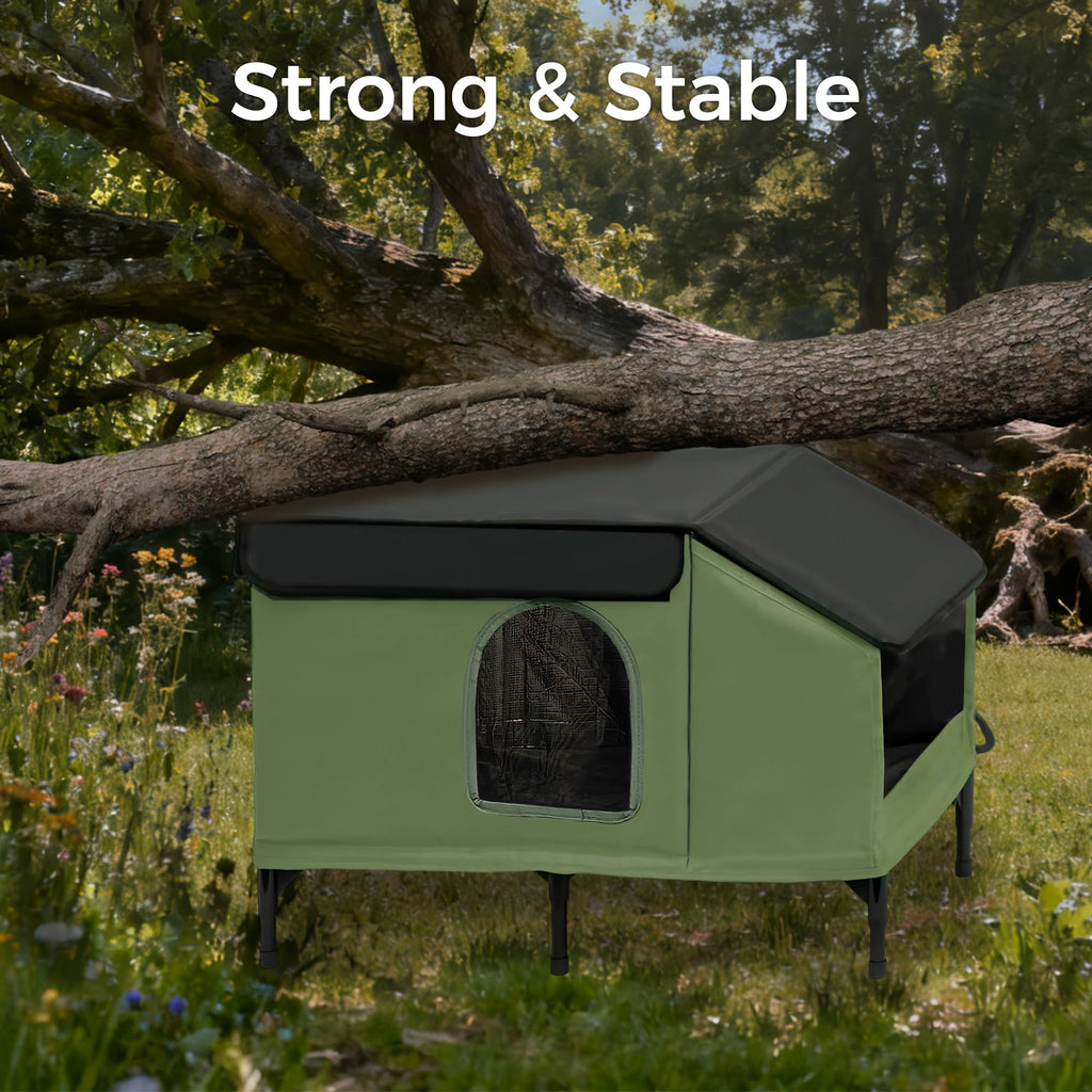 PAWPROVED Heated Cat House for Outside – Weatherproof Winter Shelter