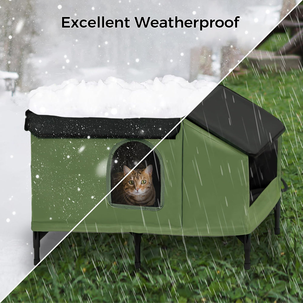 PAWPROVED Heated Cat House for Outside – Weatherproof Winter Shelter