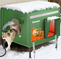 Pawtners Heated Outdoor Cat House — 19'' Large Insulated Weatherproof Shelter with Heated Pad