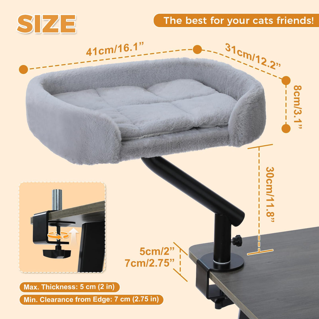 PAWZ Road Cat Desk Bed — 360° Rotating, Adjustable Desk Hammock for Indoor Cats