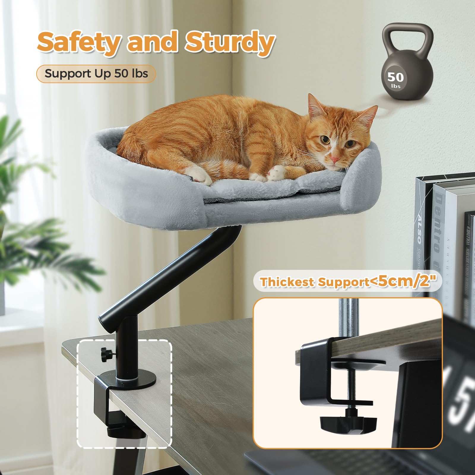 PAWZ Road Cat Desk Bed — 360° Rotating, Adjustable Desk Hammock for Indoor Cats