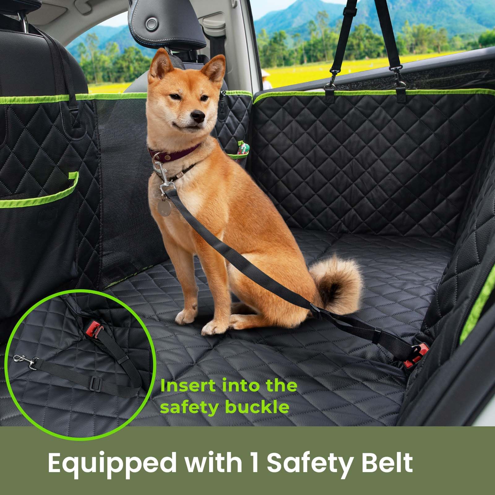 Pecute Dog Car Seat Cover – Waterproof Leather Back Seat Extender, 52.4x24.4 in, 330 lb Capacity