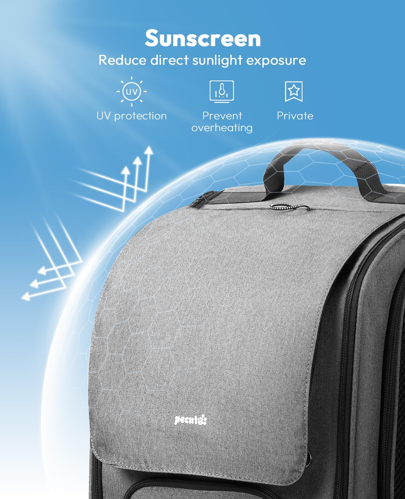 Pecute Cat Backpack Carrier – Large Bubble Backpack, Breathable & Ergonomic (Gray)
