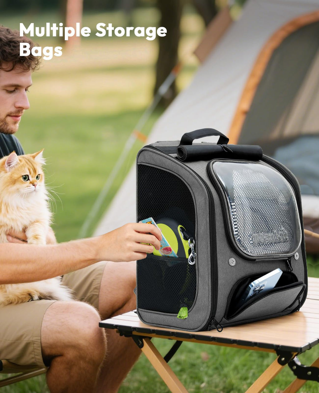 Pecute Cat Backpack Carrier – Large Bubble Backpack, Breathable & Ergonomic (Gray)