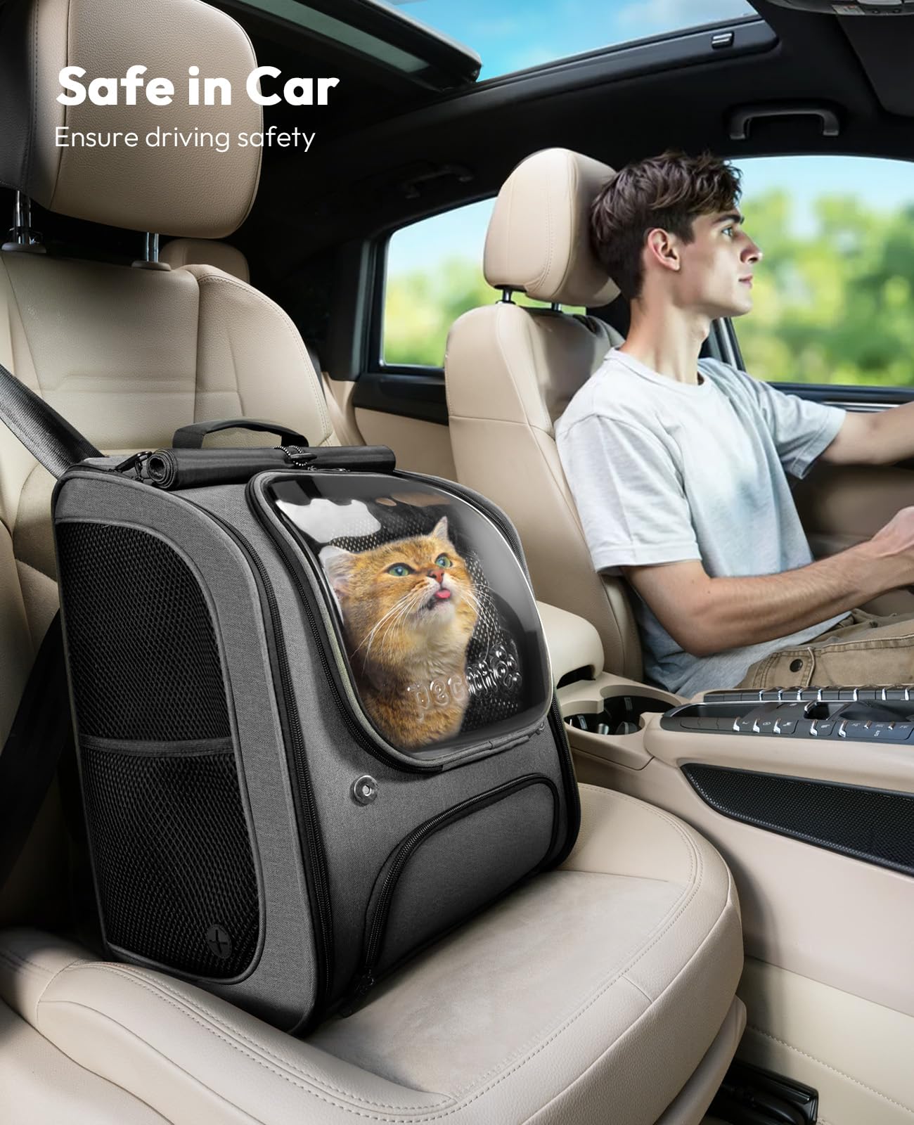 Pecute Cat Backpack Carrier – Large Bubble Backpack, Breathable & Ergonomic (Gray)
