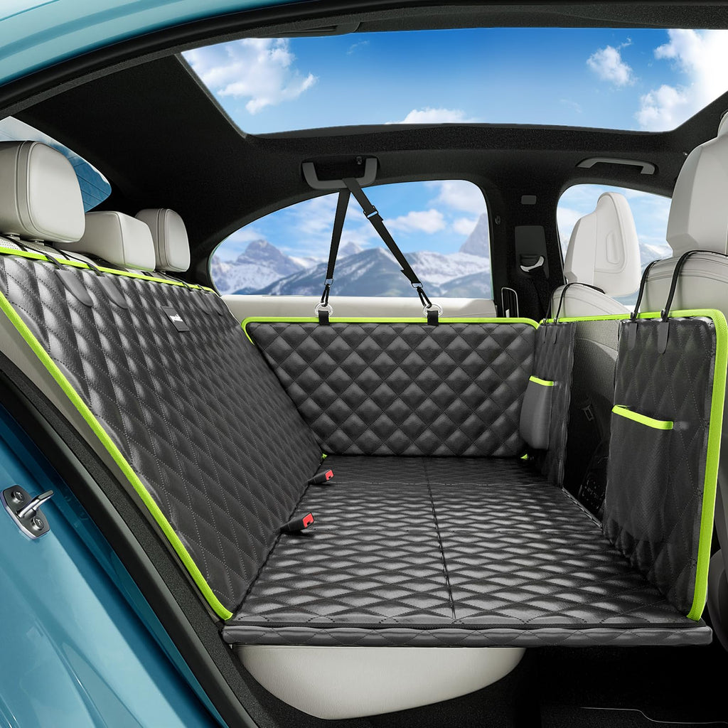 Pecute Dog Car Seat Cover – Waterproof Leather Back Seat Extender, 52.4x24.4 in, 330 lb Capacity