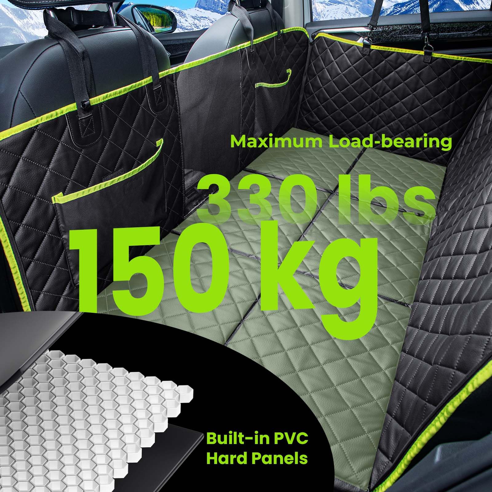 Pecute Dog Car Seat Cover – Waterproof Leather Back Seat Extender, 52.4x24.4 in, 330 lb Capacity