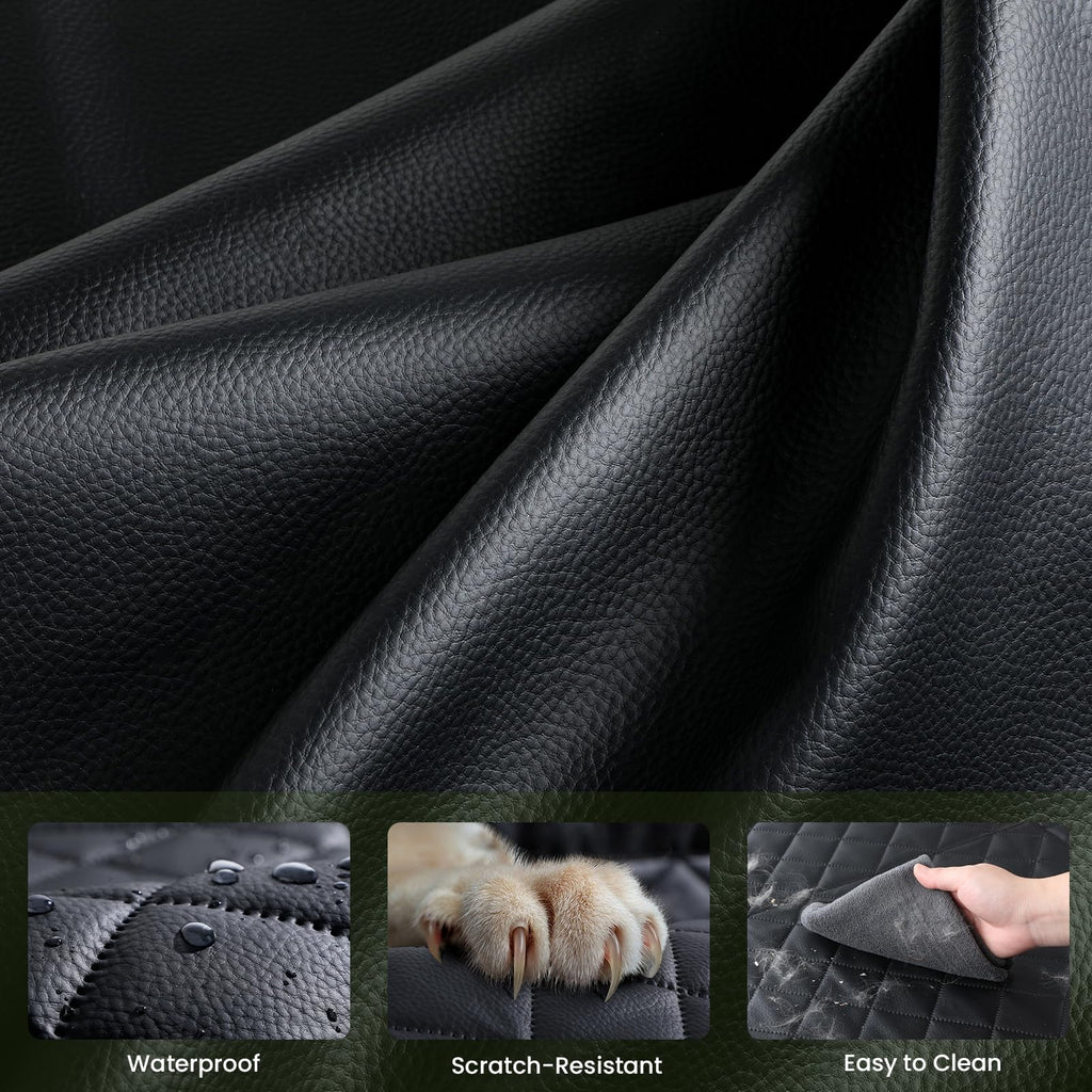 Pecute Dog Car Seat Cover for Back Seat - Leather Fabric, Waterproof, 53.54 x 23.62 in, 330 lbs