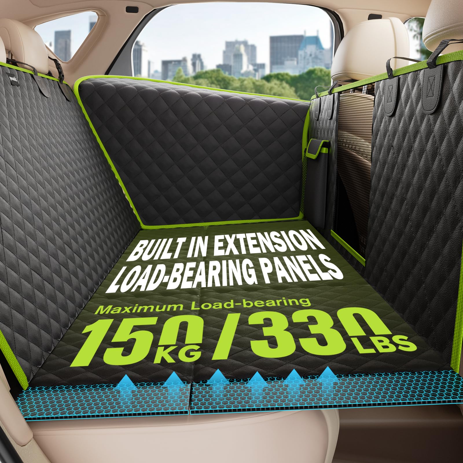Pecute Dog Car Seat Cover for Back Seat - Leather Fabric, Waterproof, 53.54 x 23.62 in, 330 lbs