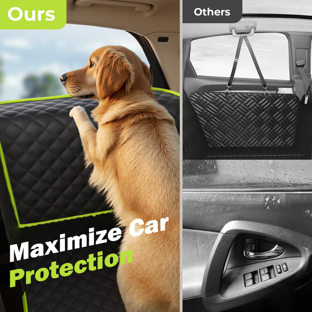 Pecute Dog Car Seat Cover for Back Seat - Leather Fabric, Waterproof, 53.54 x 23.62 in, 330 lbs