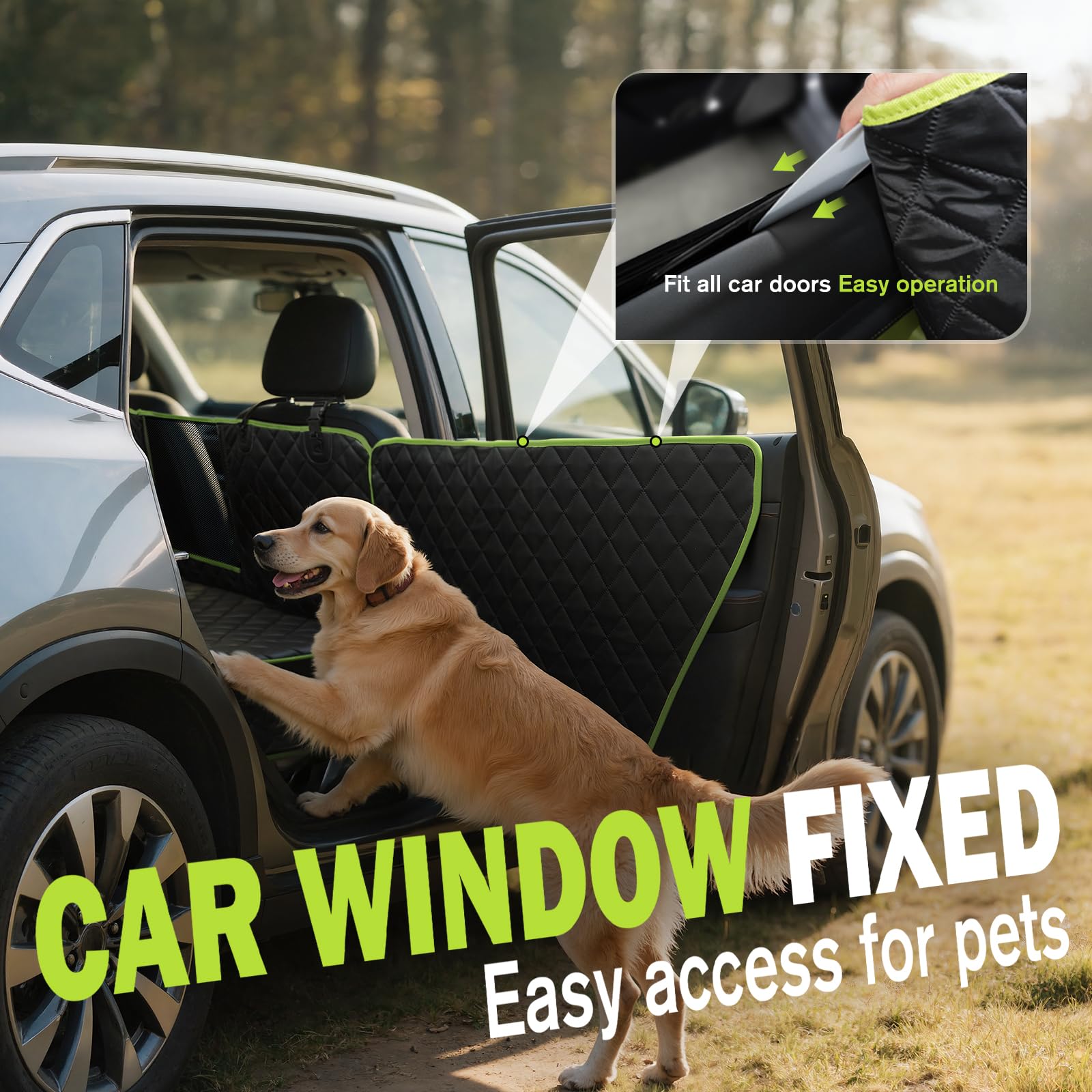 Pecute Dog Car Seat Cover for Back Seat - Leather Fabric, Waterproof, 53.54 x 23.62 in, 330 lbs