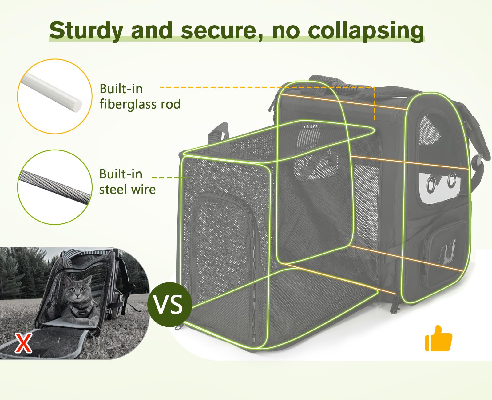 Pecute Pet Carrier Backpack for Small Dogs & Cats - Expandable, Breathable Mesh, Up to 18 Lbs