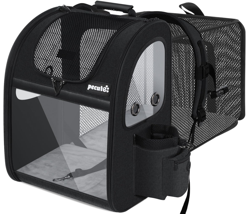 Pecute Pet Carrier Backpack for Small Dogs & Cats - Expandable, Breathable Mesh, Up to 18 Lbs