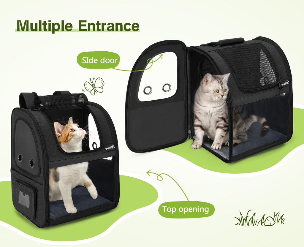 Pecute Pet Carrier Backpack for Small Dogs & Cats - Expandable, Breathable Mesh, Up to 18 Lbs