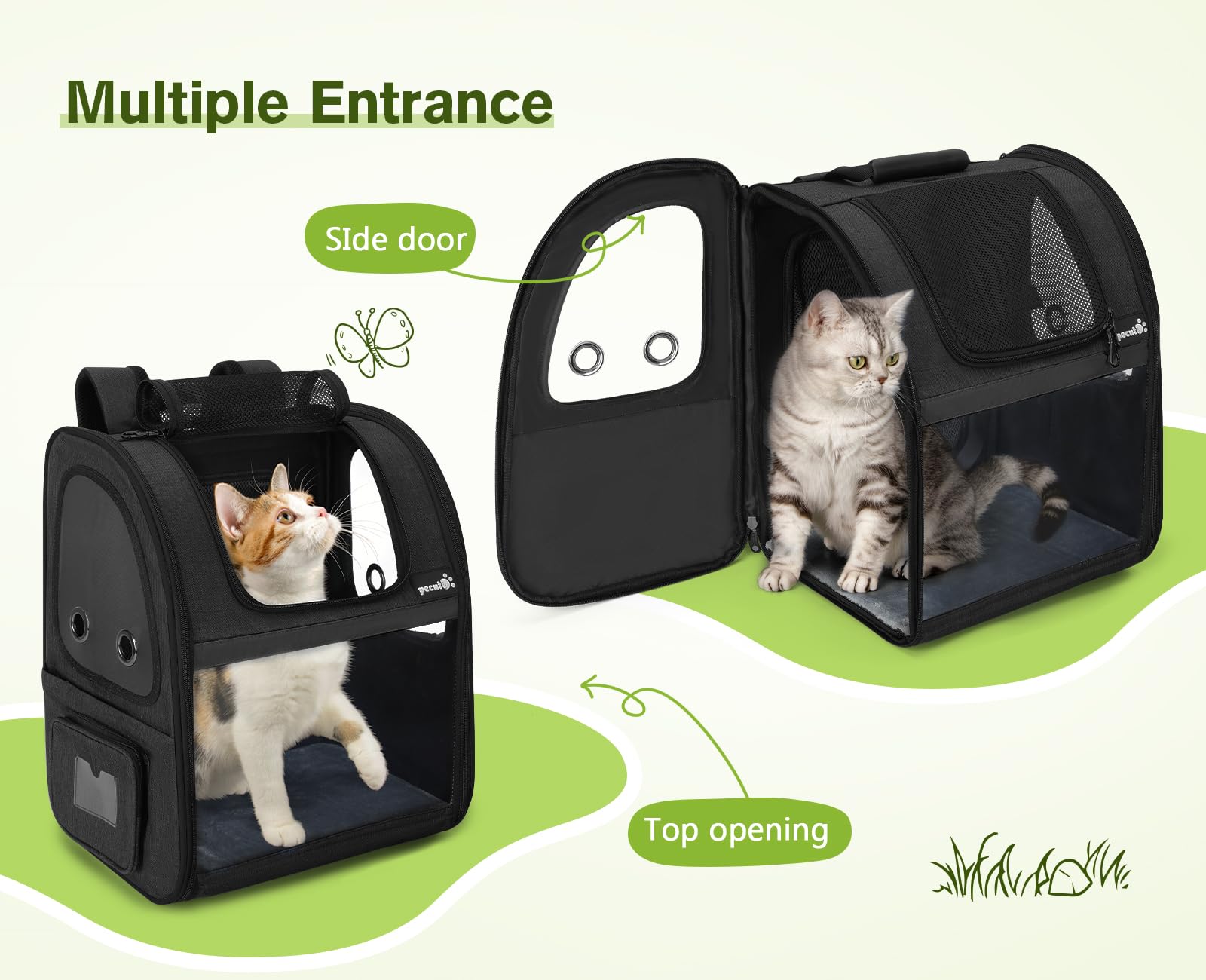 Pecute Pet Carrier Backpack for Small Dogs & Cats - Expandable, Breathable Mesh, Up to 18 Lbs
