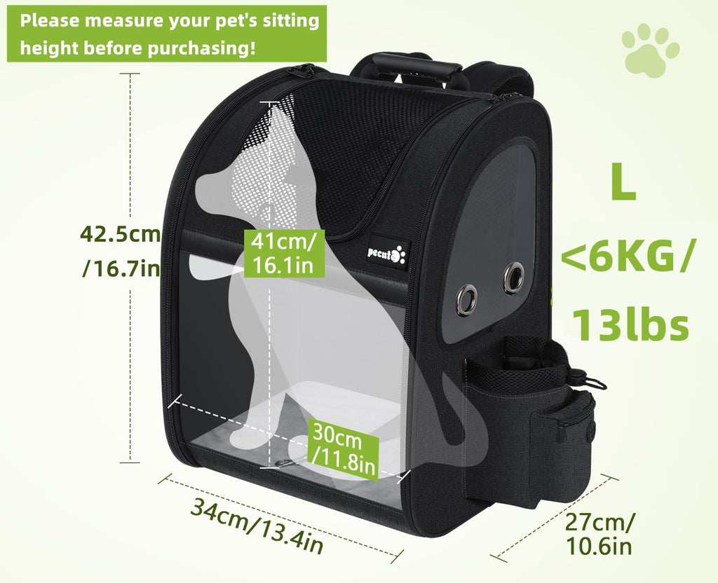 Pecute Pet Carrier Backpack for Small Dogs & Cats - Expandable, Breathable Mesh, Up to 18 Lbs
