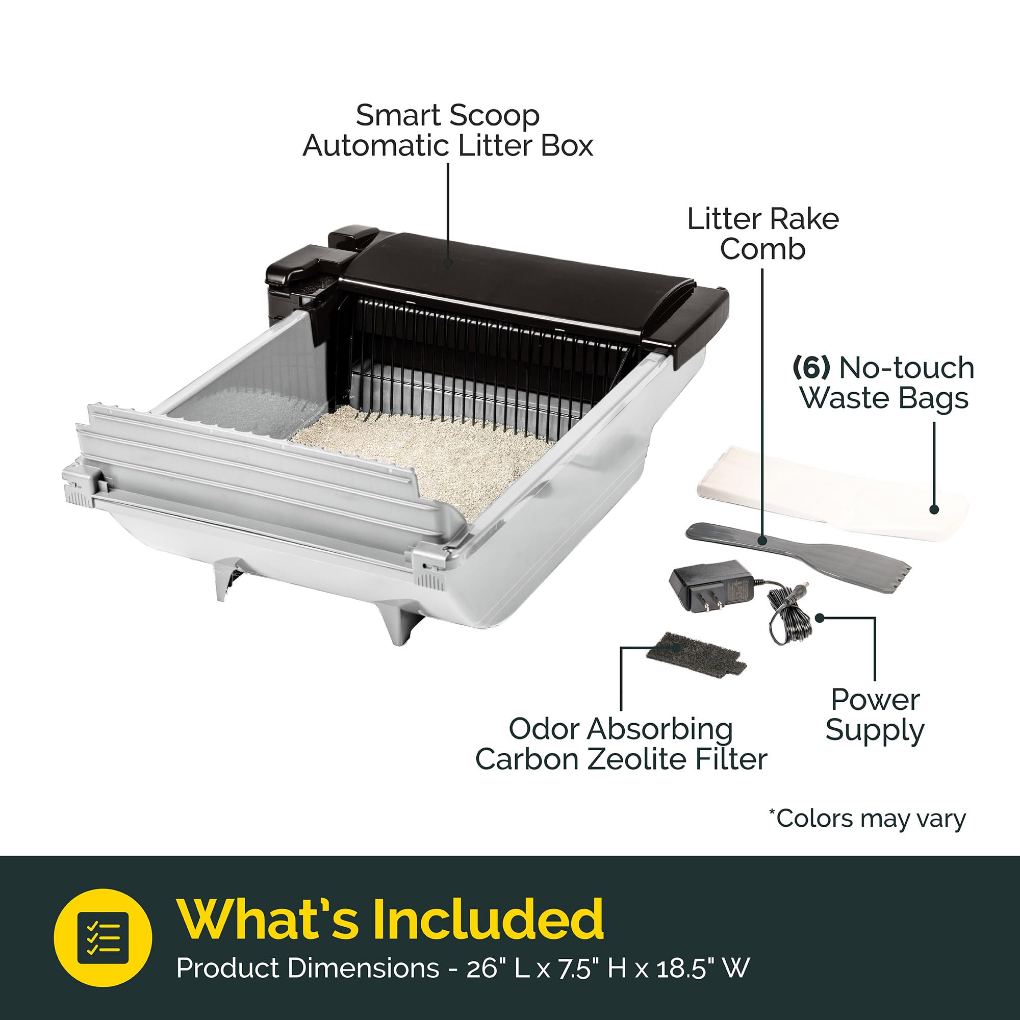 Pet Zone Smart Scoop Self-Cleaning Litter Box for 2 Cats (6–15 lbs) – Carbon Filter & Bags