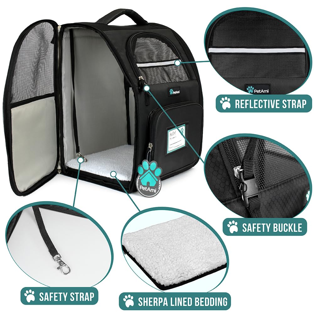 PetAmi Dog Backpack Carrier – Ventilated, Airline-Approved Pet Carrier for Cats & Dogs Up to 18 lbs