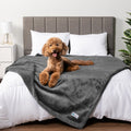 PetAmi Waterproof Dog Blanket 90x90 Gray | Couch Protection, Sherpa Fleece, Reversible & Washable