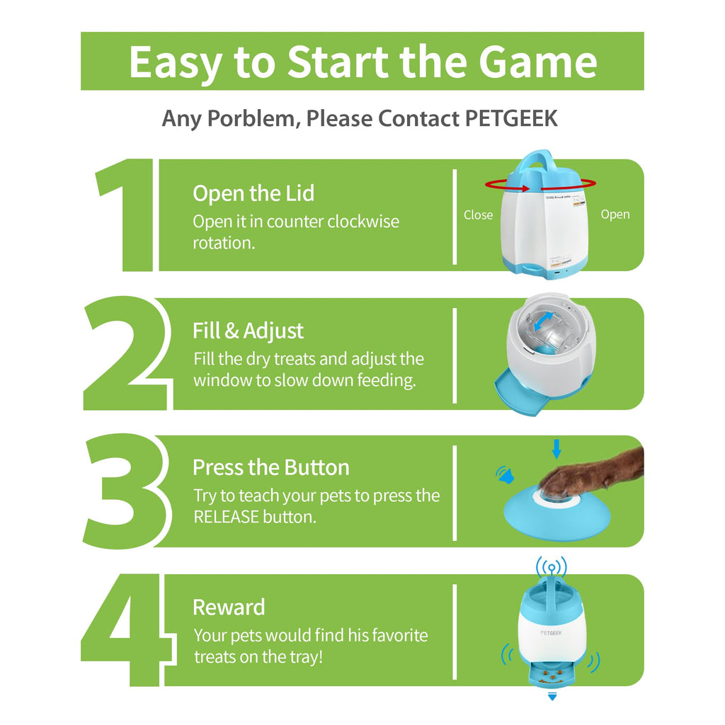 PETGEEK Dog Food Dispenser Toy — Interactive Treat Puzzle, 400ml, USB-Rechargeable