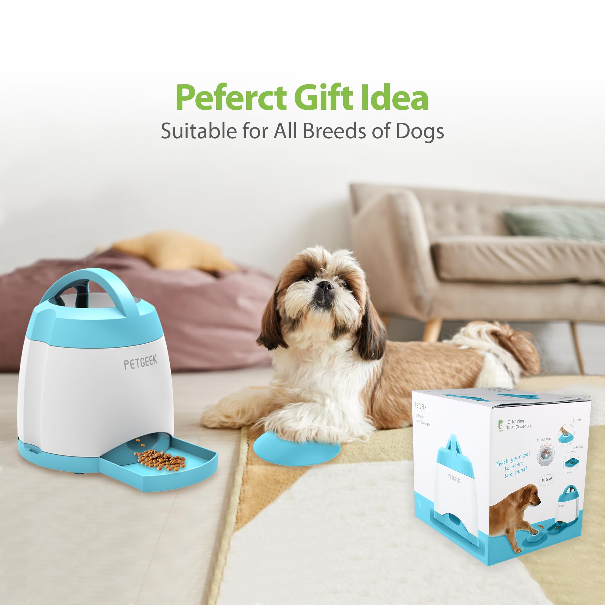 PETGEEK Dog Food Dispenser Toy — Interactive Treat Puzzle, 400ml, USB-Rechargeable