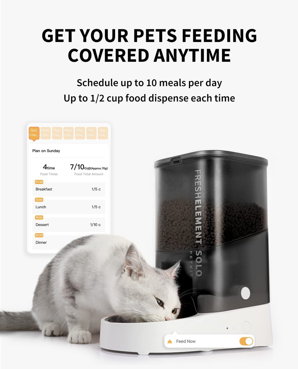 PETKIT Automatic Cat & Dog Feeder — 2.4G WiFi, 10 Meals/Day, 3L Capacity, Fresh-Lock System