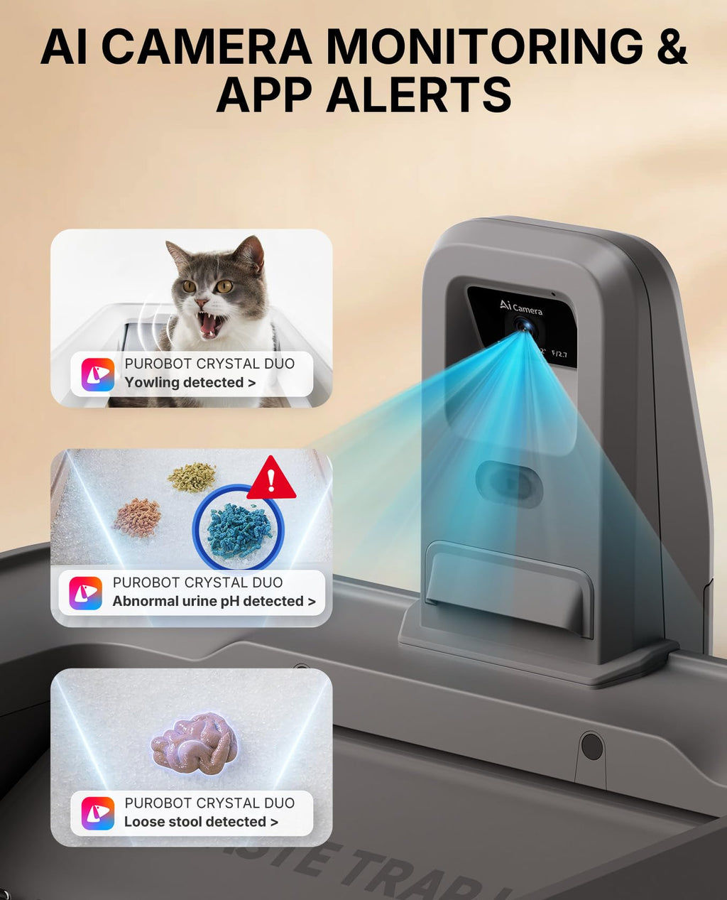 PETKIT Open-Top AI Camera Self-Cleaning Cat Litter Box | Urinary Health Monitor, 2-Way Raking, 5G WiFi (Grey)