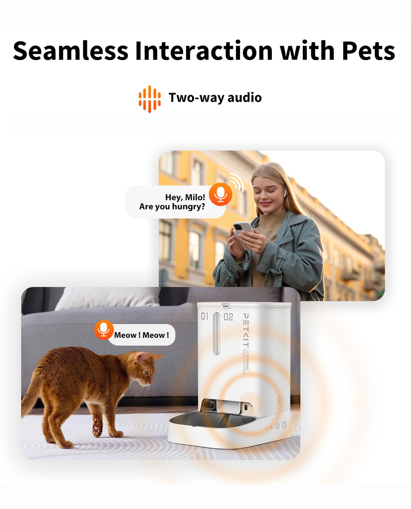 PETKIT Automatic Cat & Dog Feeder with Camera — AI Motion, 1080P HD Night Vision, 2.4G WiFi
