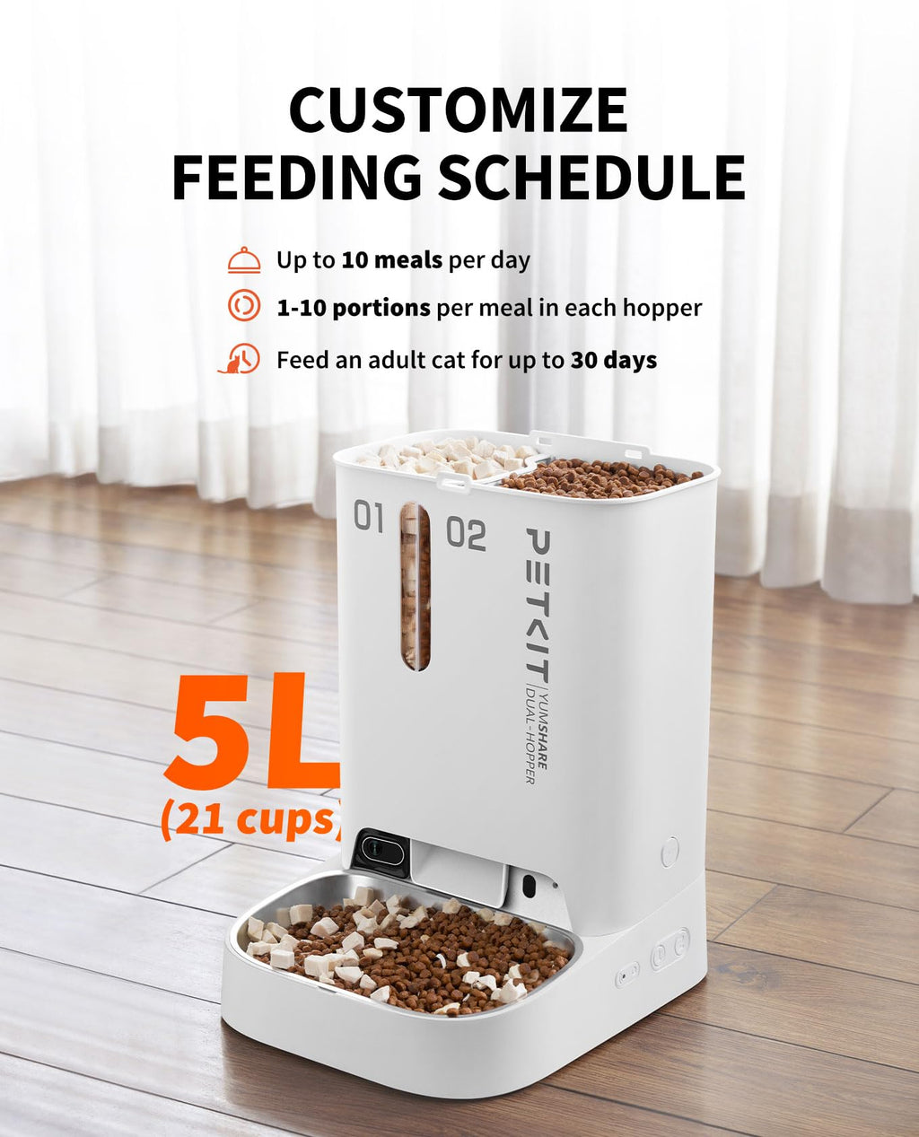 PETKIT Automatic Cat & Dog Feeder with Camera — AI Motion, 1080P HD Night Vision, 2.4G WiFi