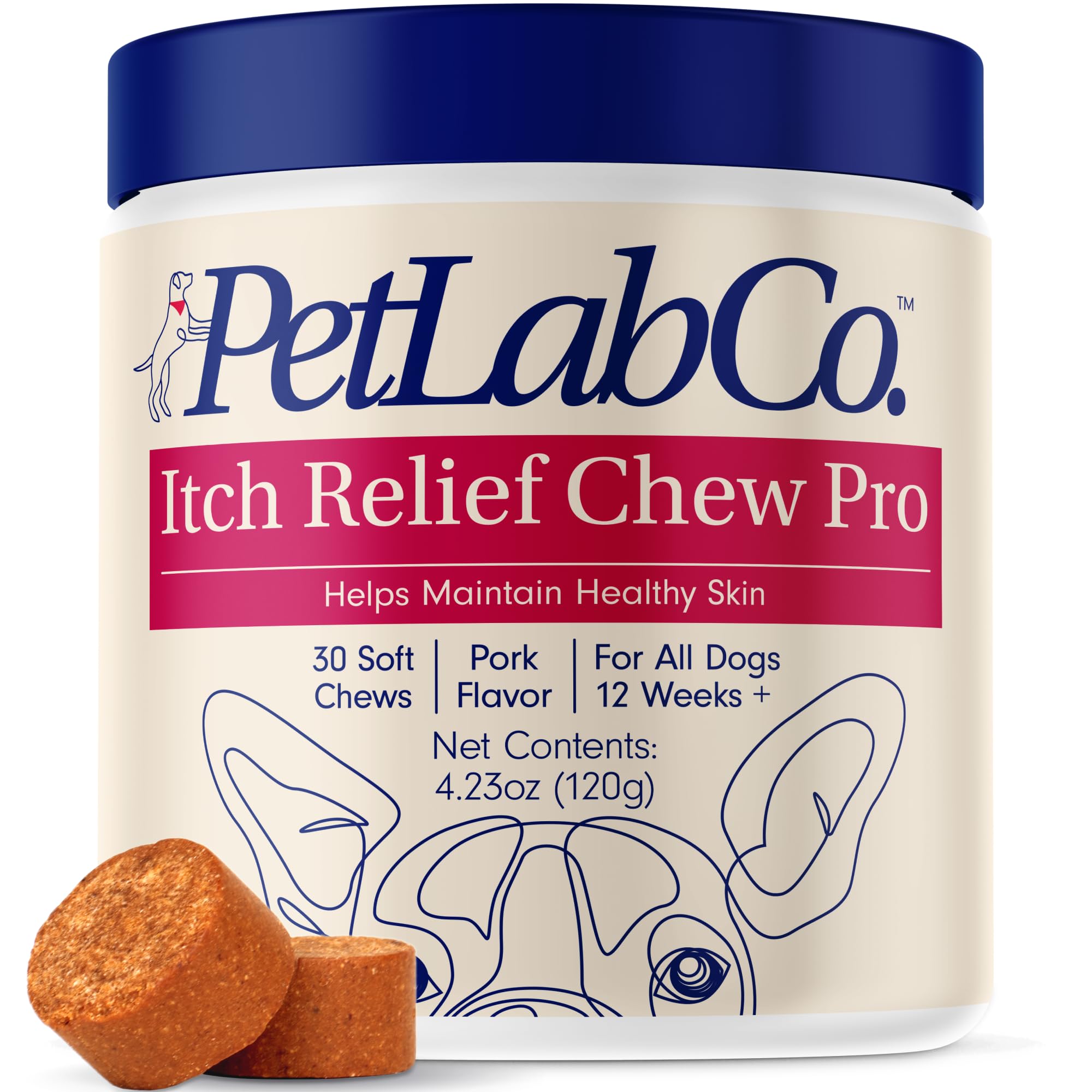 PetLab Co. Itch Relief Chew Pro for Dogs – Omega-3 Skin Support & Seasonal Allergy Help