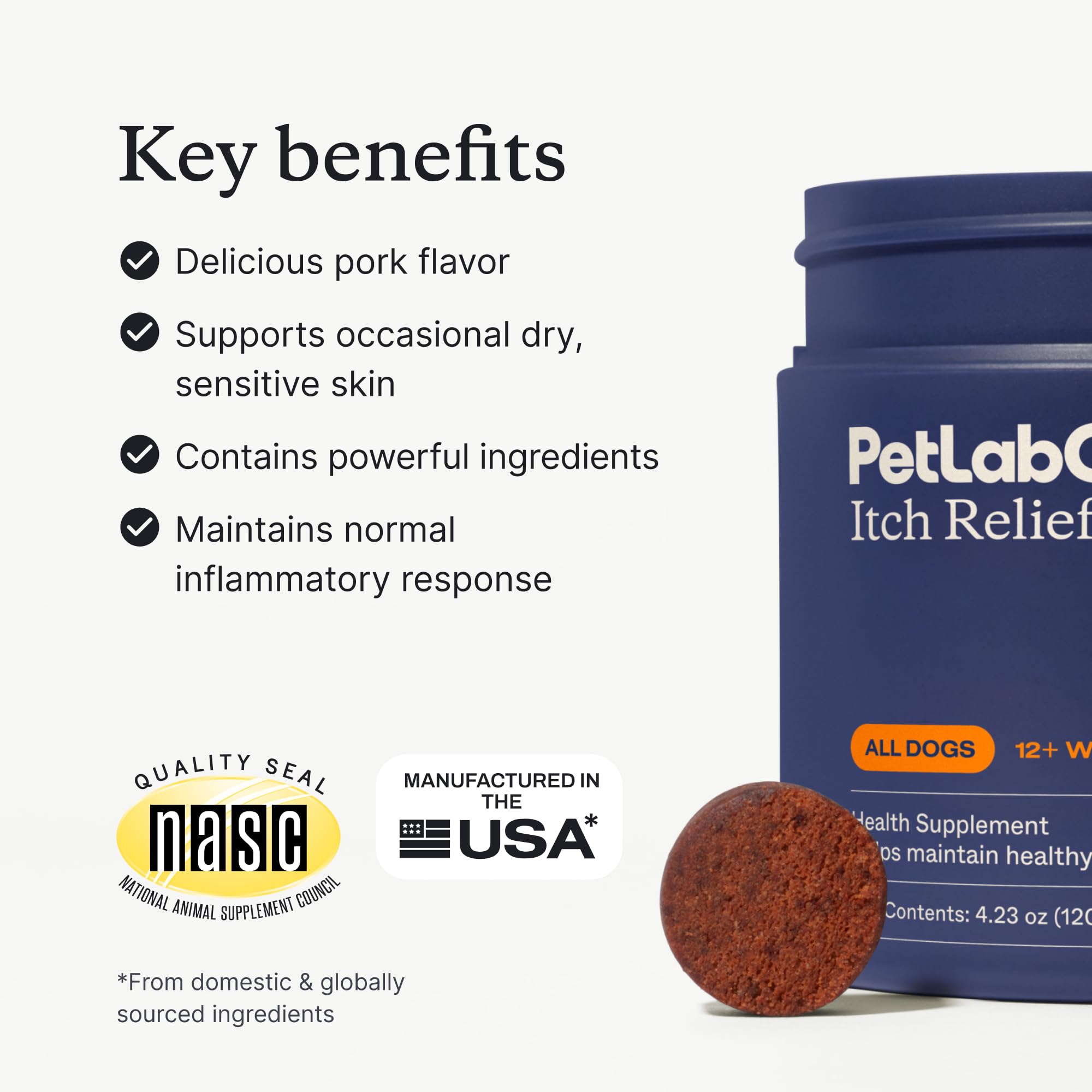 PetLab Co. Itch Relief Chew Pro for Dogs – Omega-3 Skin Support & Seasonal Allergy Help