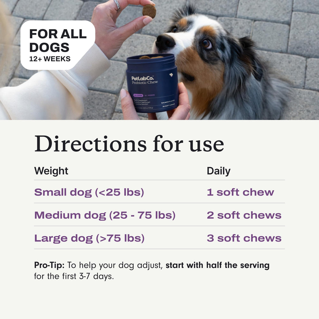 PetLab Co. Probiotics for Dogs – Salmon Flavor, Digestive Health, Seasonal Allergies, 30 Soft Chews (Pack of 2)