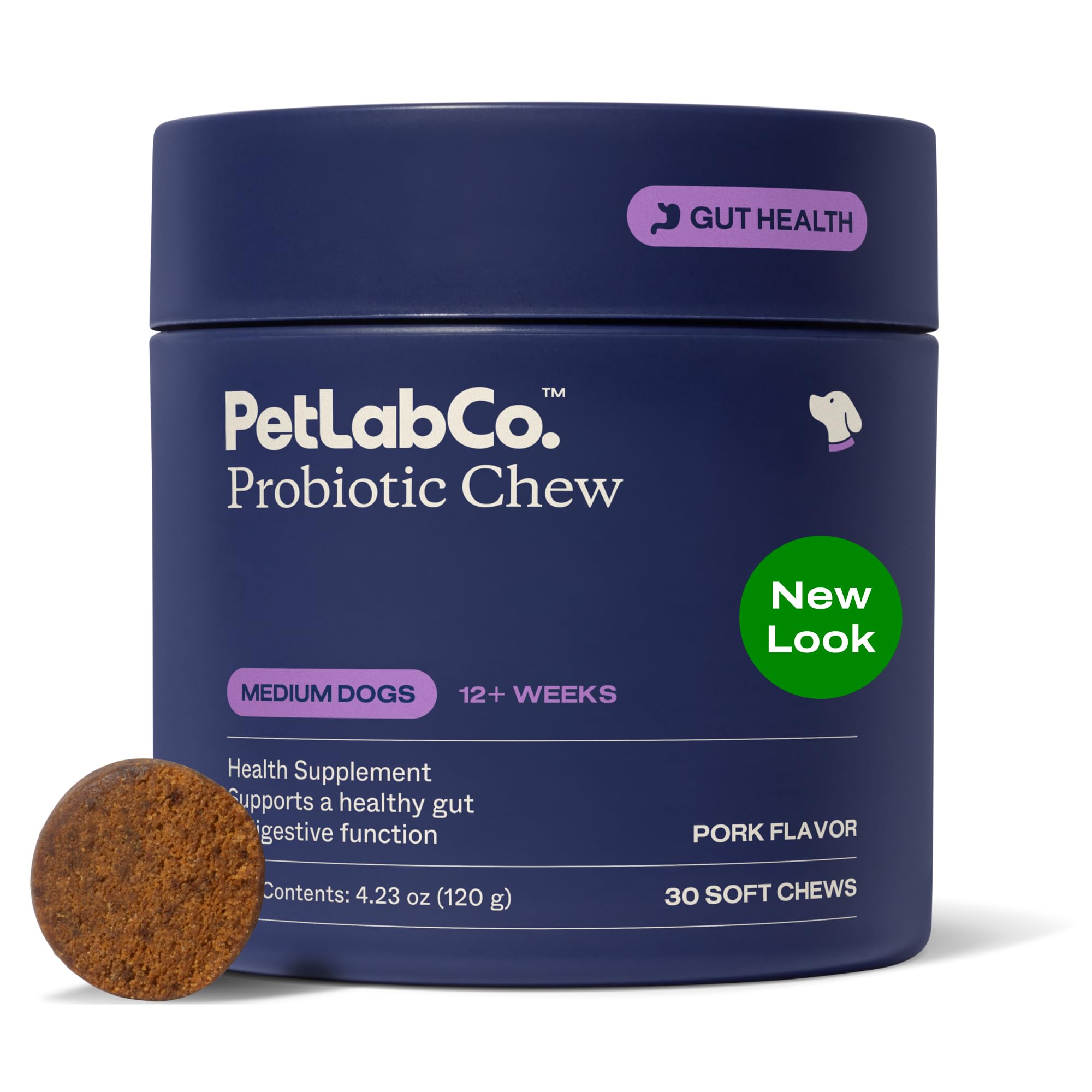 PetLab Co. Probiotics for Dogs — Gut Health & Digestive Support for Medium Dogs (Pork Flavor, 30 Soft Chews)