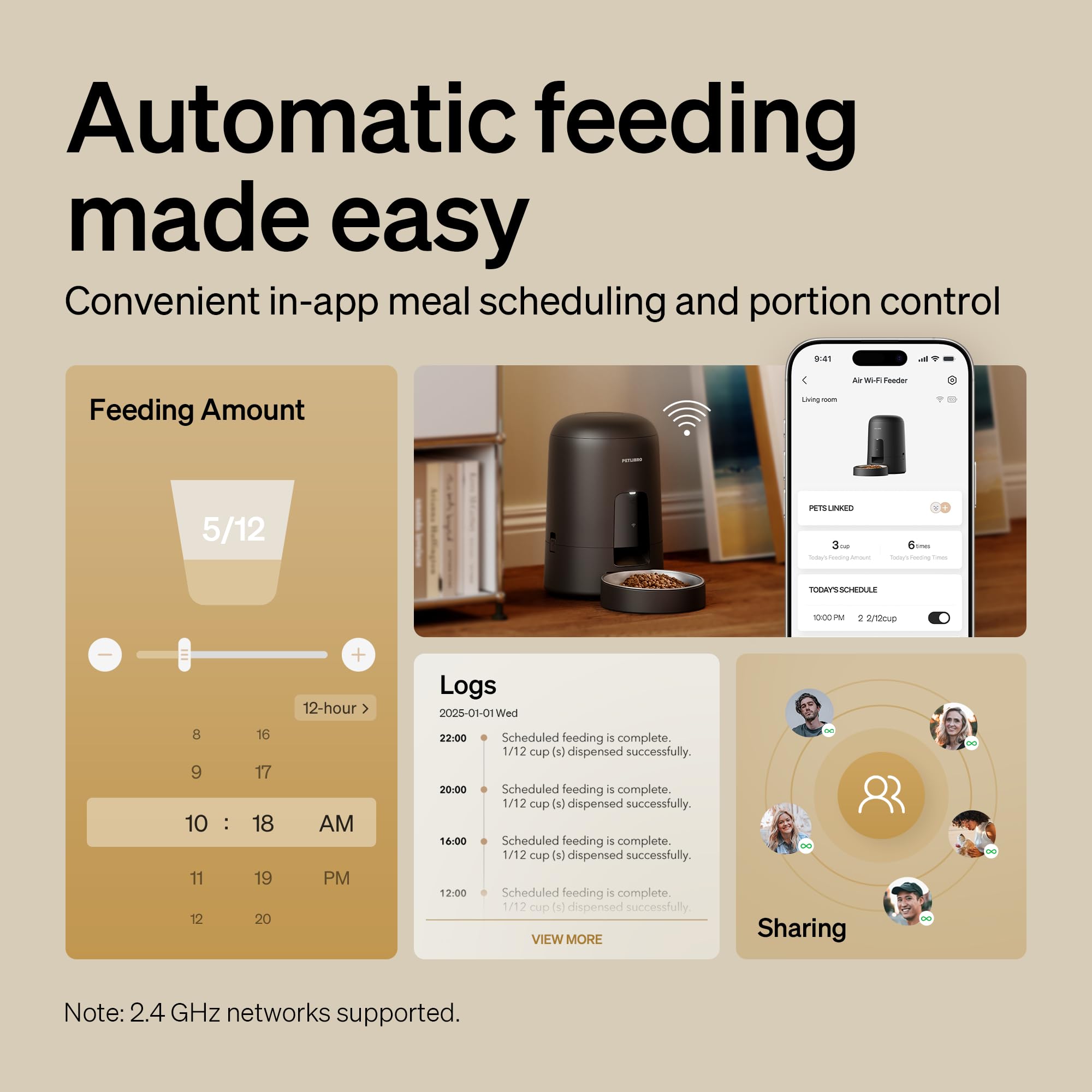 PETLIBRO Air Automatic Cat Feeder 2L – Wi‑Fi Timed, Battery-Operated