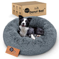Petloox Donut Dog Bed - Ultra-Soft Round Bed for Cozy Comfort (Dark Grey, Large)