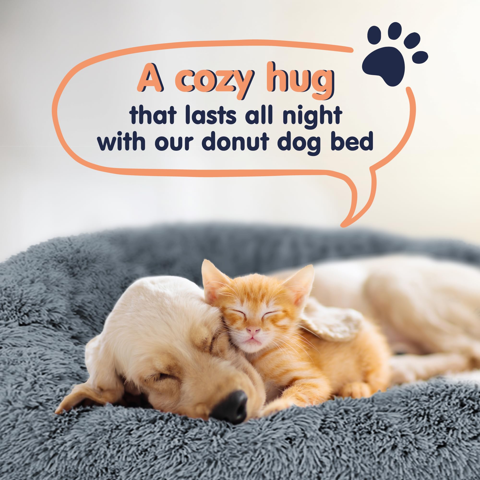 Petloox Donut Dog Bed - Ultra-Soft Round Bed for Cozy Comfort (Dark Grey, Large)