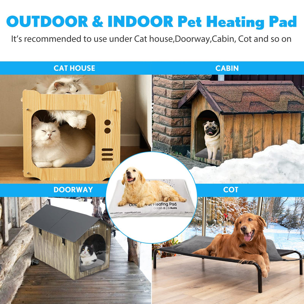 PETNF Outdoor Heated Pet Bed with Waterproof Cover – 50W, Auto Temperature Control