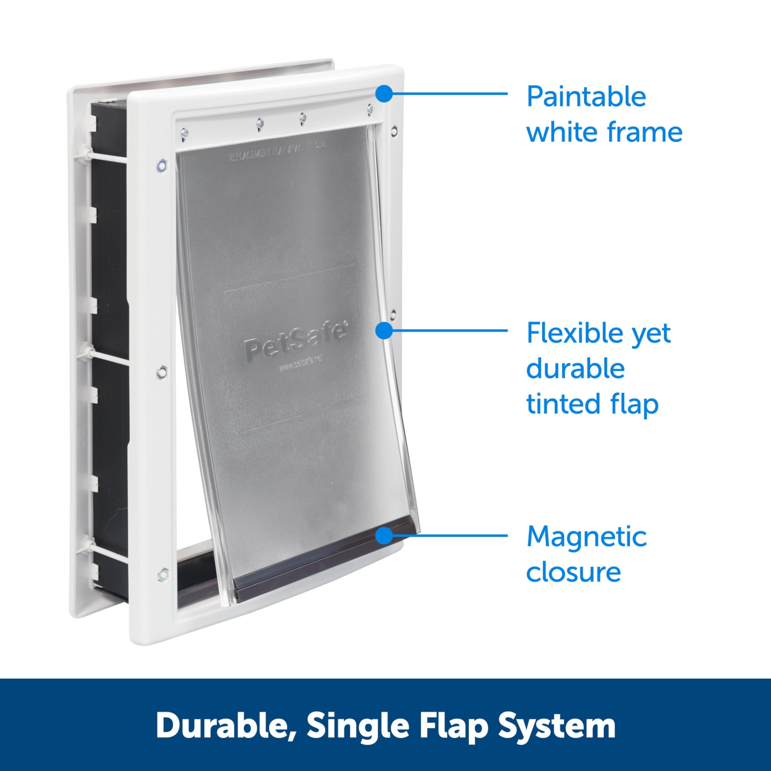 PetSafe Plastic Pet Door – Easy Install for Wood, PVC, Metal & Paneled Doors (Up to 40 lb)