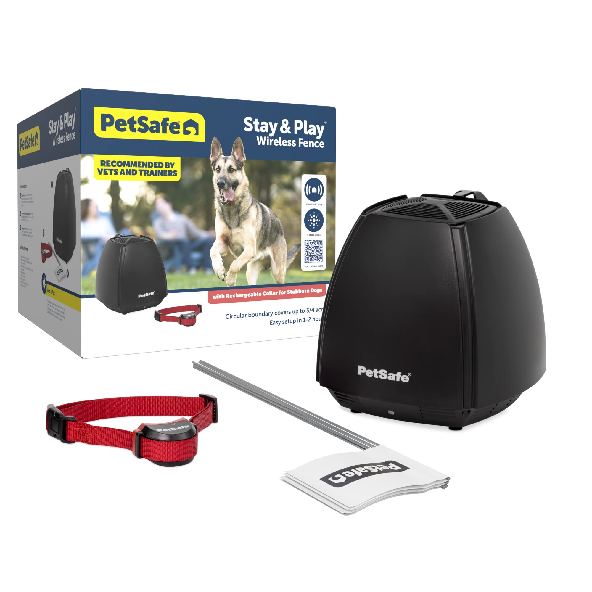 PetSafe Stay & Play Wireless Fence for Stubborn Dogs – Up to 3/4 Acre