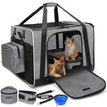 Petskd Extra Large Cat Carrier with Litter Box – 24x17x17 in Grey | Safe Car Travel