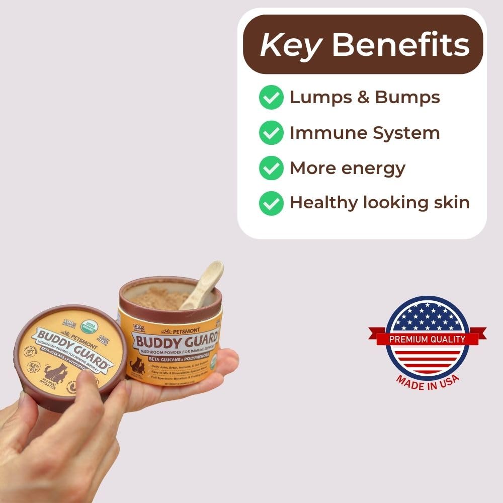 Petsmont Buddy Guard – Organic 8-Mushroom Blend for Lumps & Bumps in Dogs & Cats | Immune & Digestive Support