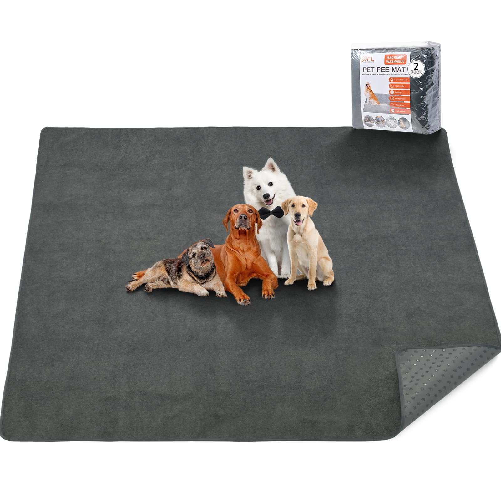 PICK FOR LIFE Washable Dog Pads 48x60 | Reusable Non-Slip Whelping & Training Mats