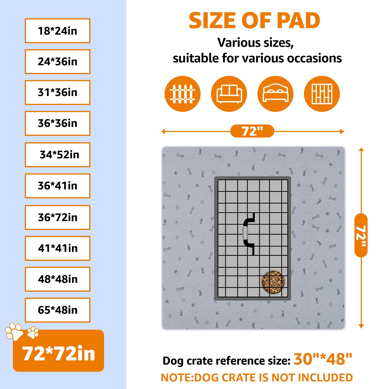 PICK FOR LIFE Washable Dog Pee Pad 72x72 Extra Large – Reusable, Leakproof, Non-Slip