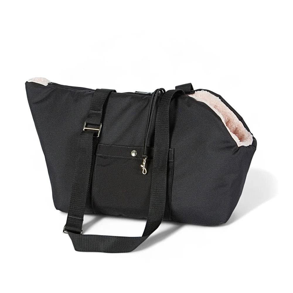 Soho Poms Black & Pink Luxury Rainy Bear Dog Carrier with Zipper
