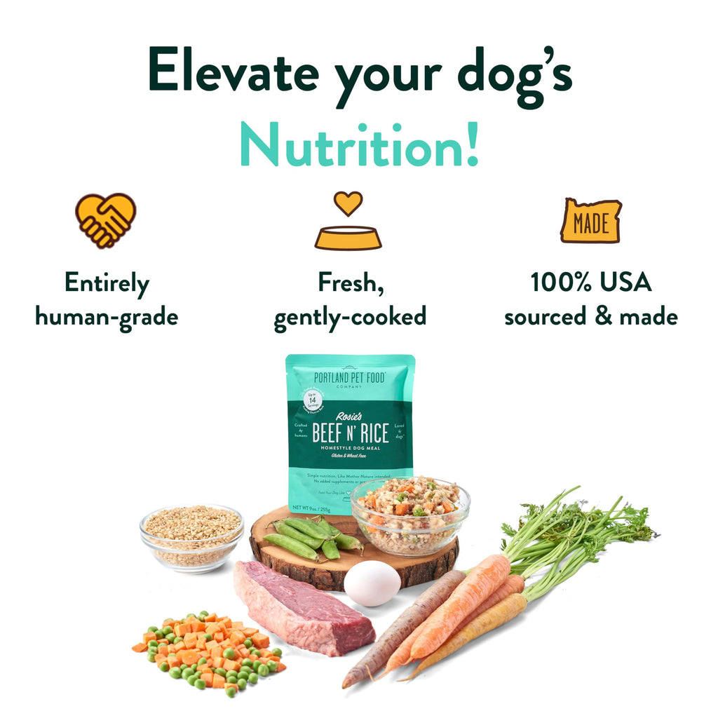 Portland Pet Food Company Fresh Dog Food Pouches — Human-Grade Wet Meals & Topper Mix-Ins (Gluten-Free, Limited Ingredient) | 8-Pack Variety